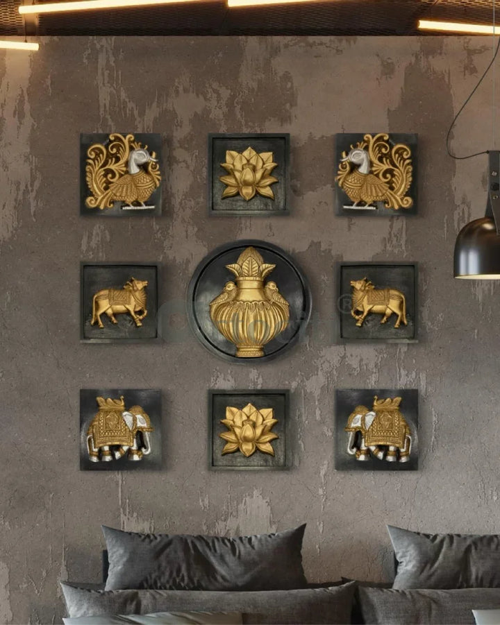 Set of 9 Decorative Wall Motifs Traditional Indian Art Decor