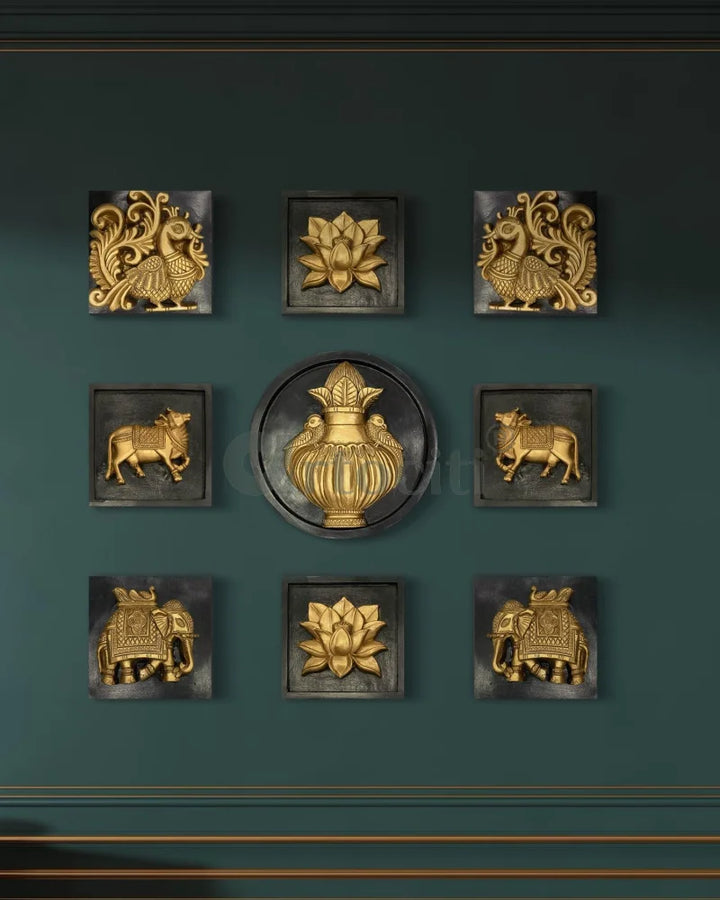 Set of 9 Decorative Wall Motifs Traditional Indian Art Decor