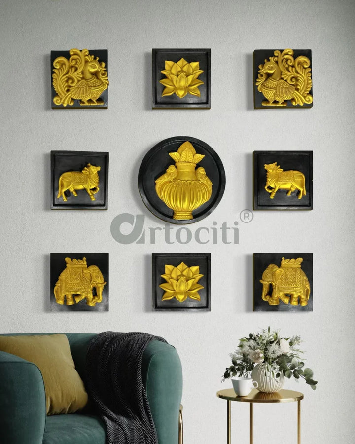 Set of 9 Decorative Wall Motifs Traditional Indian Art Decor