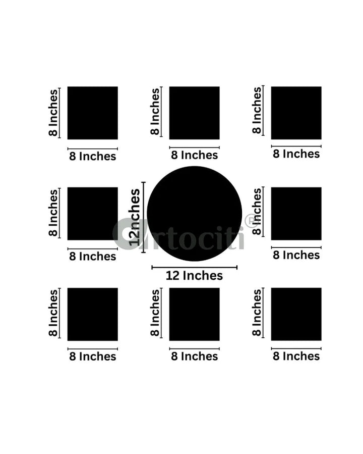 Set of 9 Decorative Wall Motifs Traditional Indian Art Decor