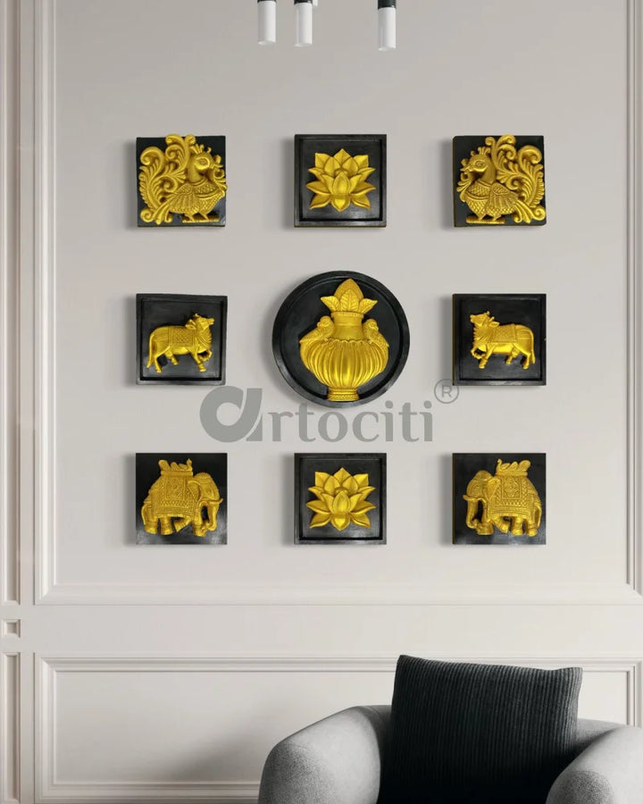 Set of 9 Decorative Wall Motifs Traditional Indian Art Decor