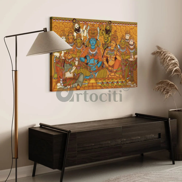 Shree Ram Darbar Kerela Mural Canvas Print 32x48 Inches