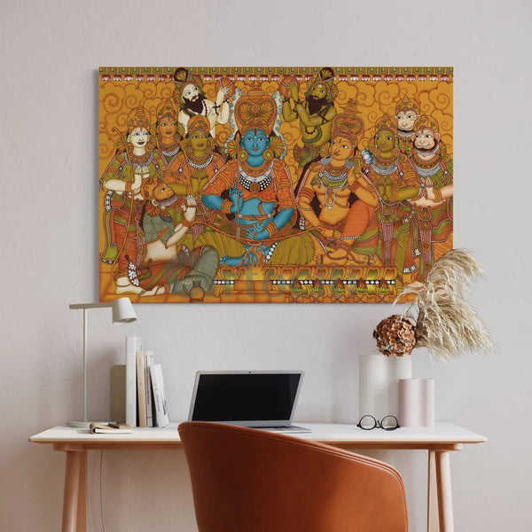 Shree Ram Darbar Kerela Mural Canvas Print 20X30 Inches