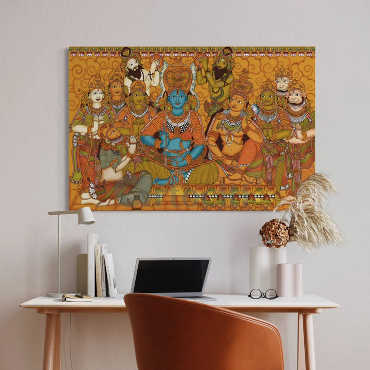 Shree Ram Darbar Kerela Mural Canvas Print 20X30 Inches