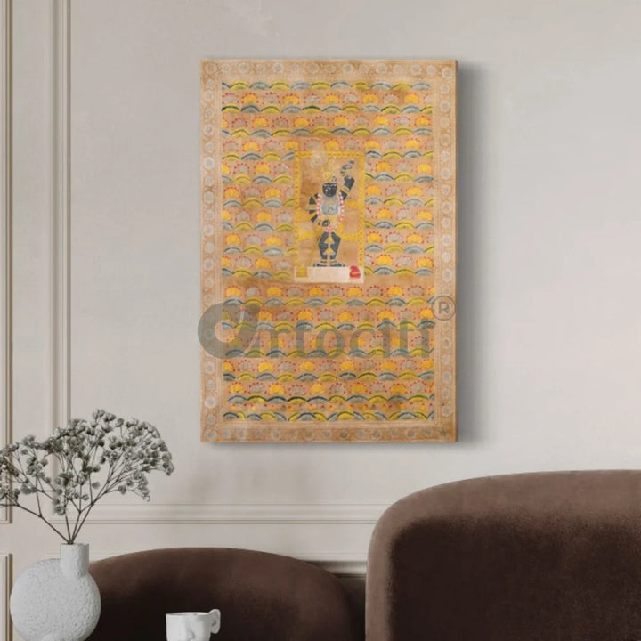 Shreenath ji in Golden Serenity Pichwai Canvas Painting 30X20 INCHES