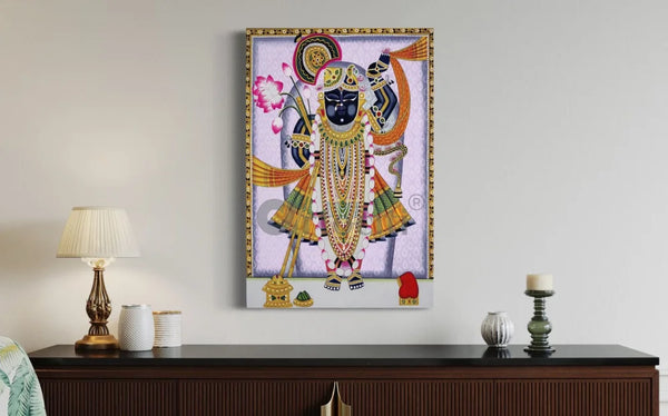 Shreenath Ji Pichwai Canvas Giclee Print Traditional Art 24x16 & 30x20 24X16 Inches