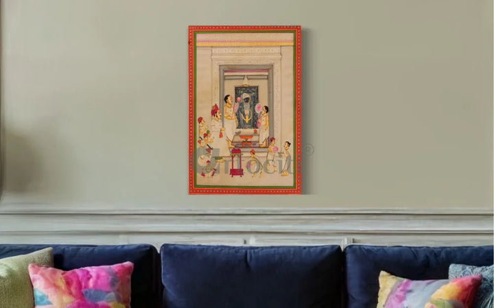 Shreenath Ji Pichwai Canvas Painting – Traditional Nathdwara Temple Art 18X12 INCHES