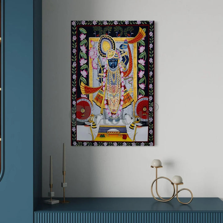 Shreenath Ji Pichwai Lotus Canvas Giclee Print 24X16 Inches