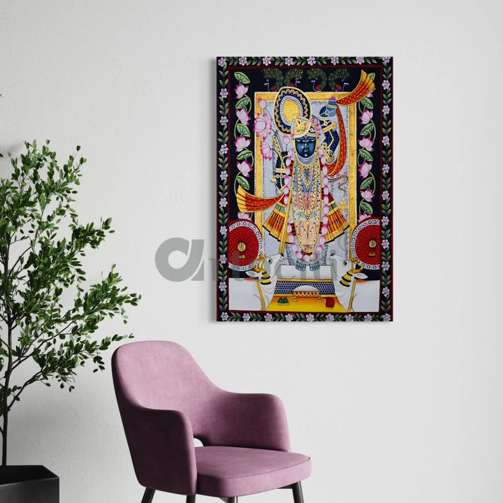 Shreenath Ji Pichwai Lotus Canvas Giclee Print