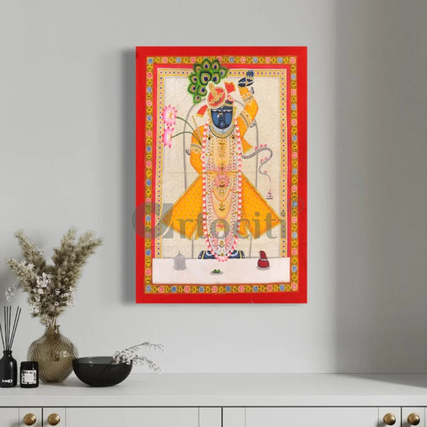 Shreenath Ji Pichwai Painting | Traditional Nathdwara Krishna Wall Art 48X32 INCHES