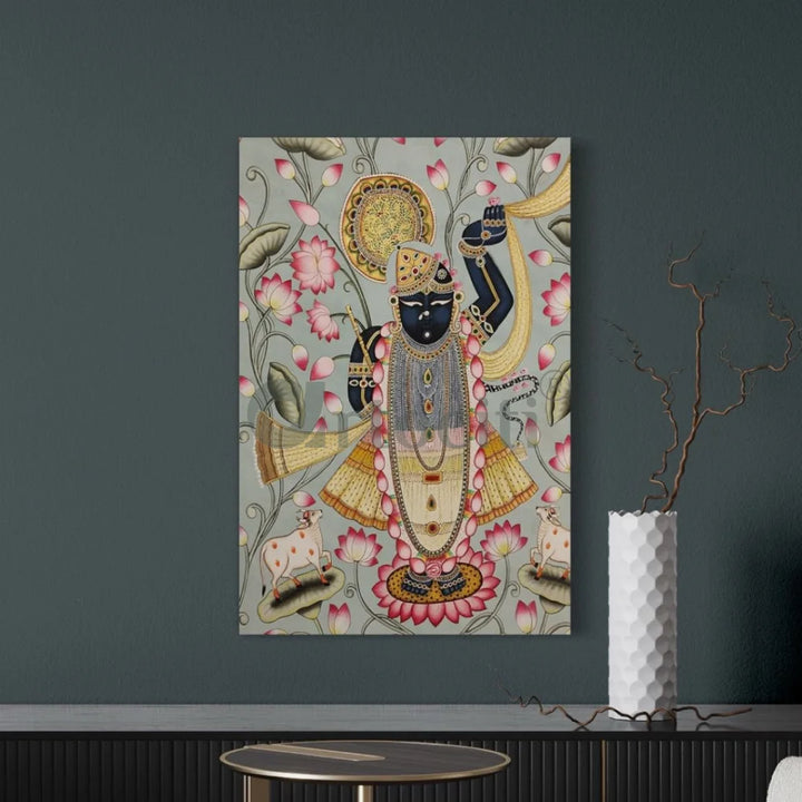 Shreenath Ji Pichwai Unique Canvas Giclee Print 18X12 Inch