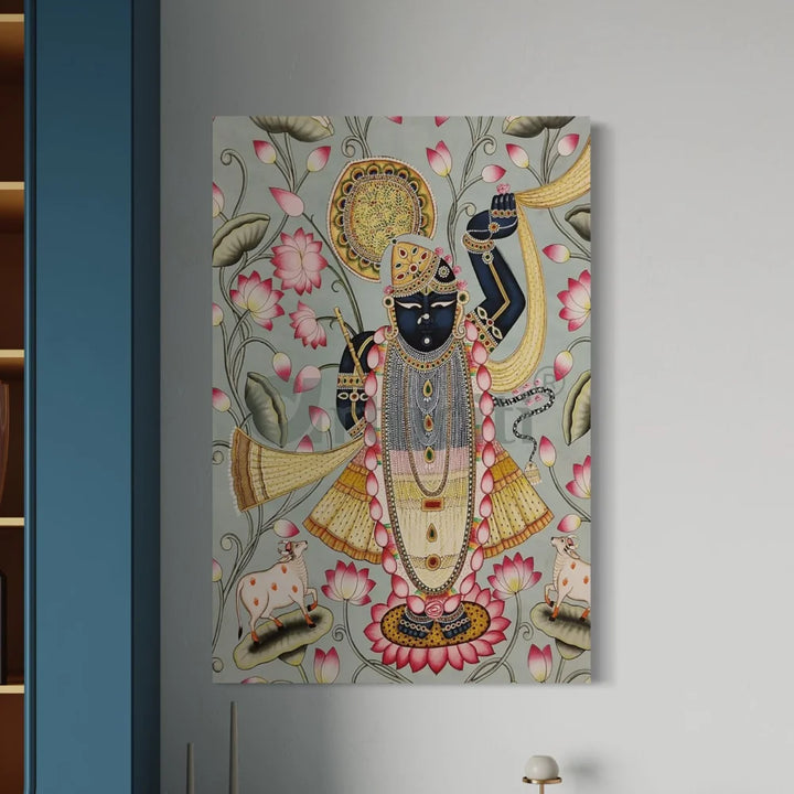 Shreenath Ji Pichwai Unique Canvas Giclee Print 30X20 Inch