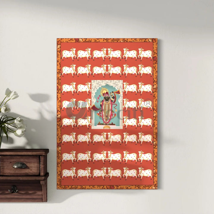 Shreenath Ji Pichwai with Cow Canvas Giclee Print