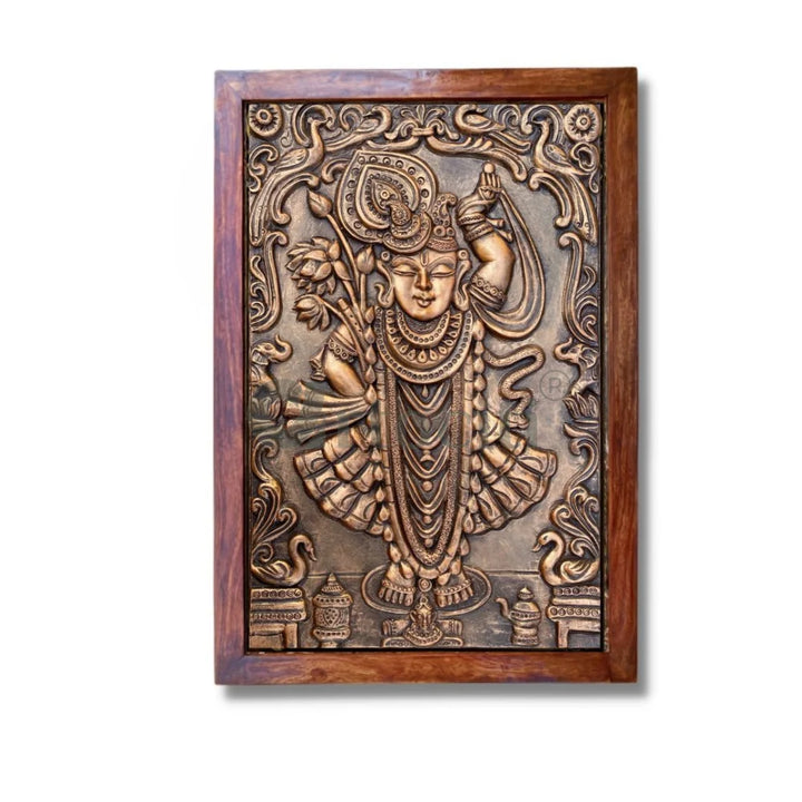 Shrinath Ji (Krishna) 3D WALL Art Bronze / Framed