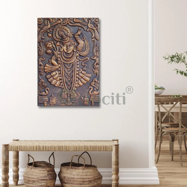 Shrinath Ji (Krishna) 3D WALL Art Bronze / Unframed (ready to hang)