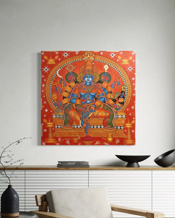 Sree Badhrakali Maa Kerala Mural Canvas Giclee Print 16X16 Inch