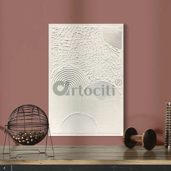 Textured Rainbow Abstract Wall Art Minimalist Neutral Art White / 24X16 Inches