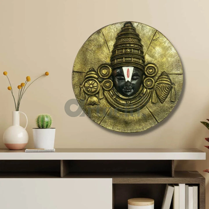 Tirupati Balaji 3D Relief Mural Wall Hanging | Spiritual Wall Art | Unique Wall Decor | Ready to hang Golden