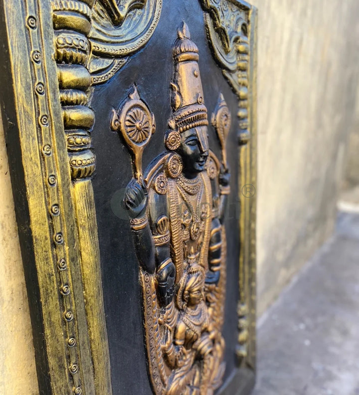 Tirupati Balaji with Goddess Lakshmi 3D Wall Art Relief Mural