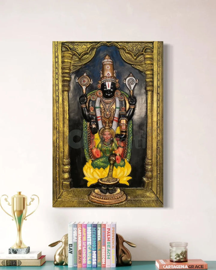 Tirupati Balaji with Goddess Lakshmi 3D Wall Art Relief Mural