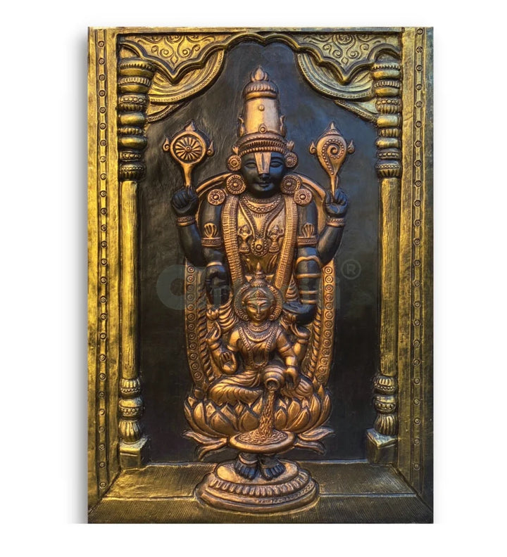 Tirupati Balaji with Goddess Lakshmi 3D Wall Art Relief Mural