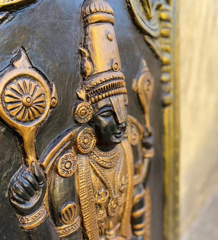 Tirupati Balaji with Goddess Lakshmi 3D Wall Art Relief Mural