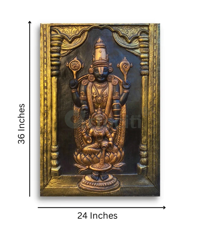 Tirupati Balaji with Goddess Lakshmi 3D Wall Art Relief Mural