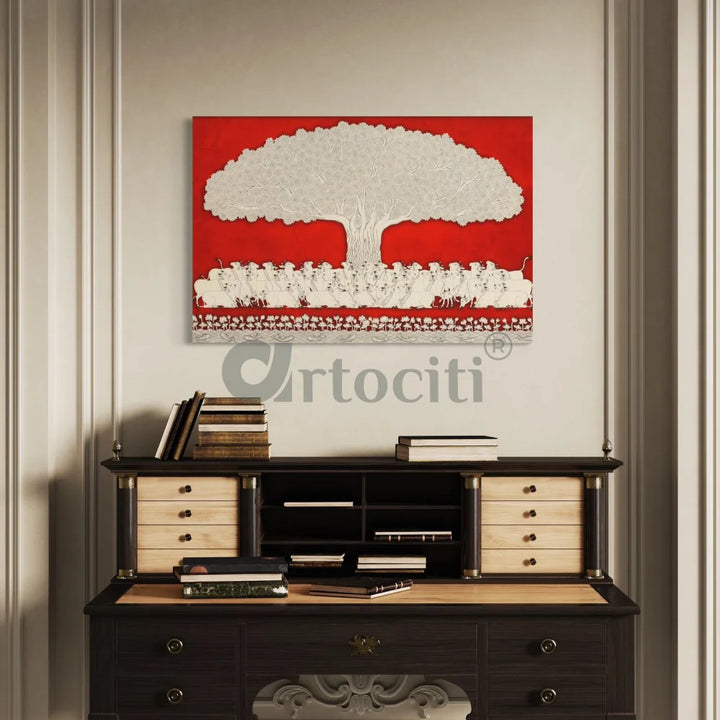 Tree of Life Pichwai Phad Art Canvas Giclee Print