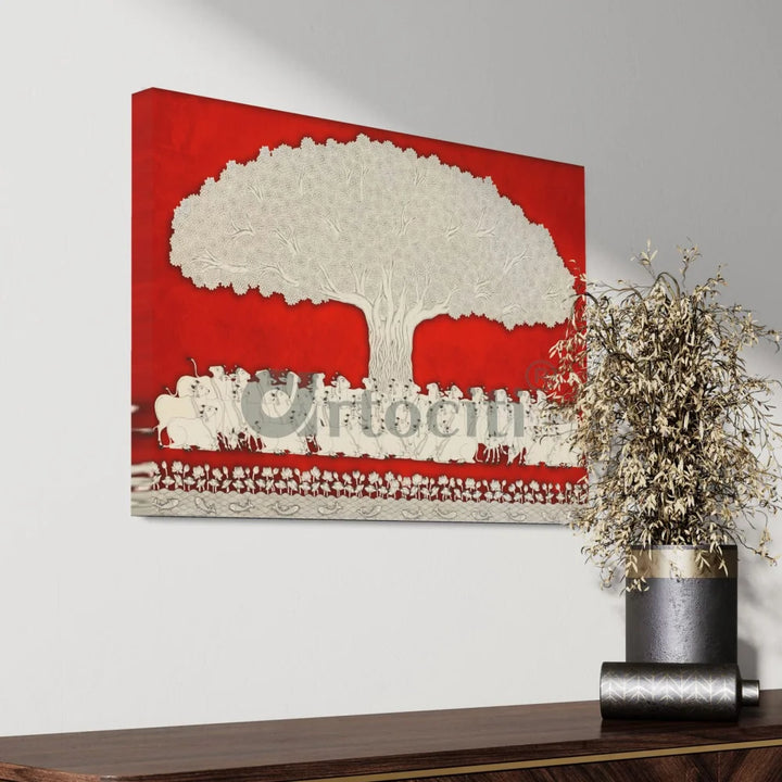 Tree of Life Pichwai Phad Art Canvas Giclee Print 30X20 Inches