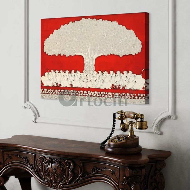 Tree of Life Pichwai Phad Art Canvas Giclee Print