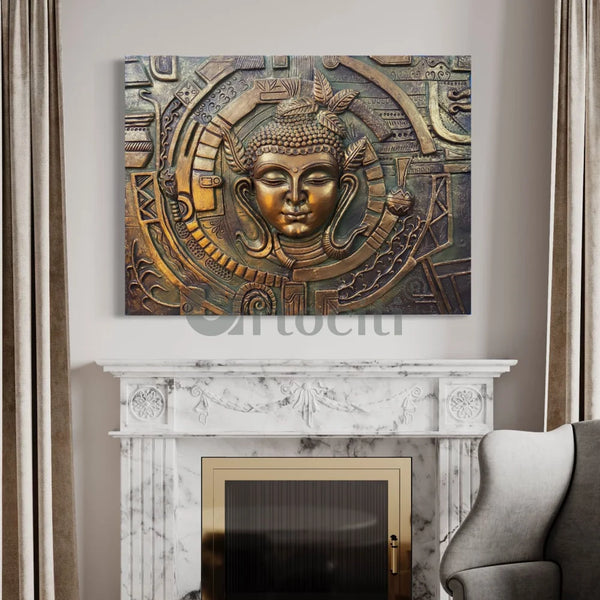 Versace Inspired 3D Buddha Relief Mural Wall Art Frameless ready to hang Buddha Wall Decor