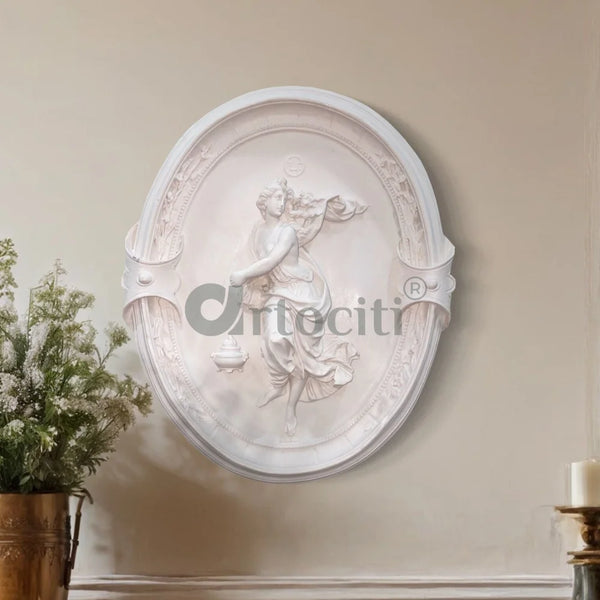 Vintage Wedgwood Athena Oval Plaque European Marble Theme 15.5X13 Inch / Marble White